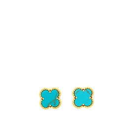 80204 STERLING SILVER GOLD PLATED 11MM TURQUOISE CLOVER STUDS