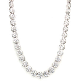 80212 STERLING SILVER 18'' CUBIC ZIRCONIA CLUSTER DISC TENNIS NECKLACE