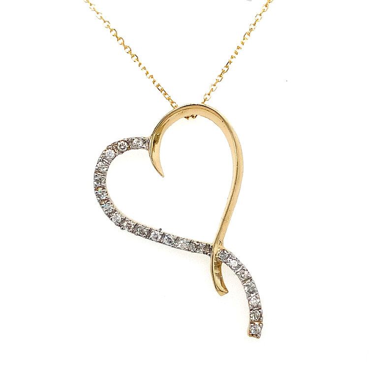 70630 14K TWO TONE .31CT DIAMOND OPEN HEART PENDANT SET