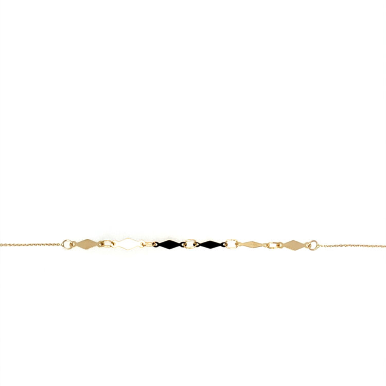 20471 14K YELLOW GOLD DIAMOND SHAPED MIRROR LINK BRACELET