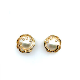 31584 14K YELLOW GOLD .06TCW MOPE PEARL SHOOTING STARS DESIGN EARRINGS