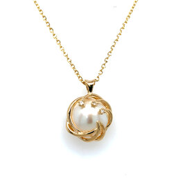 70634 14K YELLOW GOLD .03TCW MOPE PEARL SHOOTING STARS DESIGN PENDANT SET