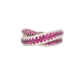 18K WHITE GOLD .50ct DIAMOND AND PINK TOURMALINE OVERLAP RING