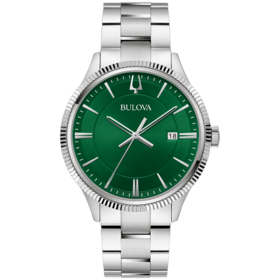 BULOVA STAINLESS STEEL GREEN DIAL CLASSIC MEN'S WATCH