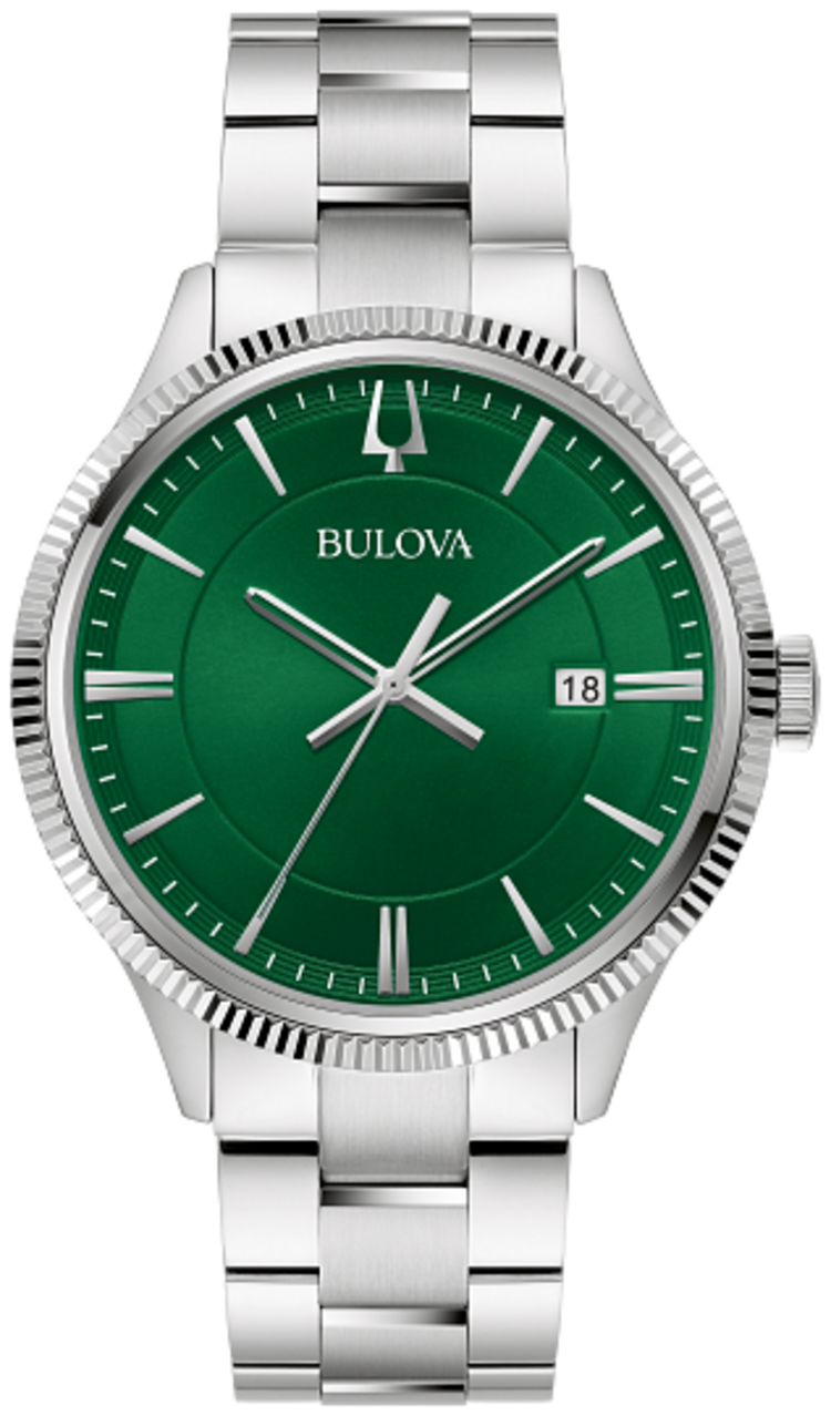 BULOVA STAINLESS STEEL GREEN DIAL CLASSIC MEN'S WATCH