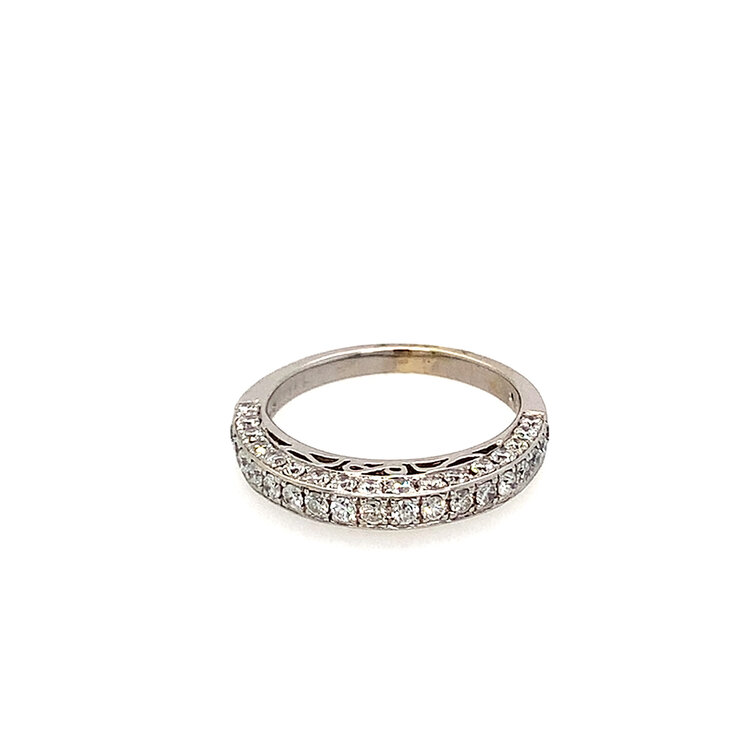 475307 14K WHITE GOLD PAVE TOP AND SIDE 1CT DIAMOND WEDDING BAND