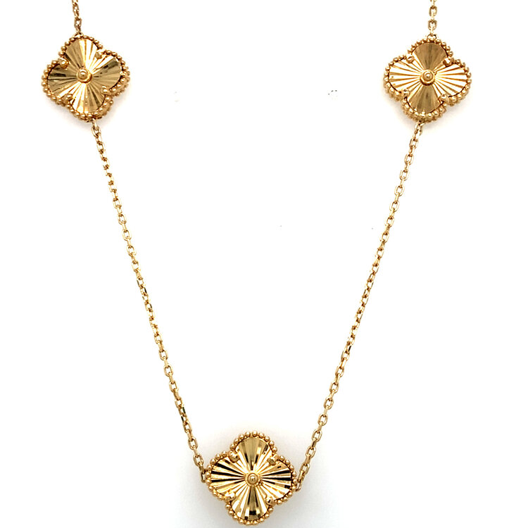 60065 14K YELLOW GOLD 3 CLOVER STARBURST DESIGN NECKPIECES
