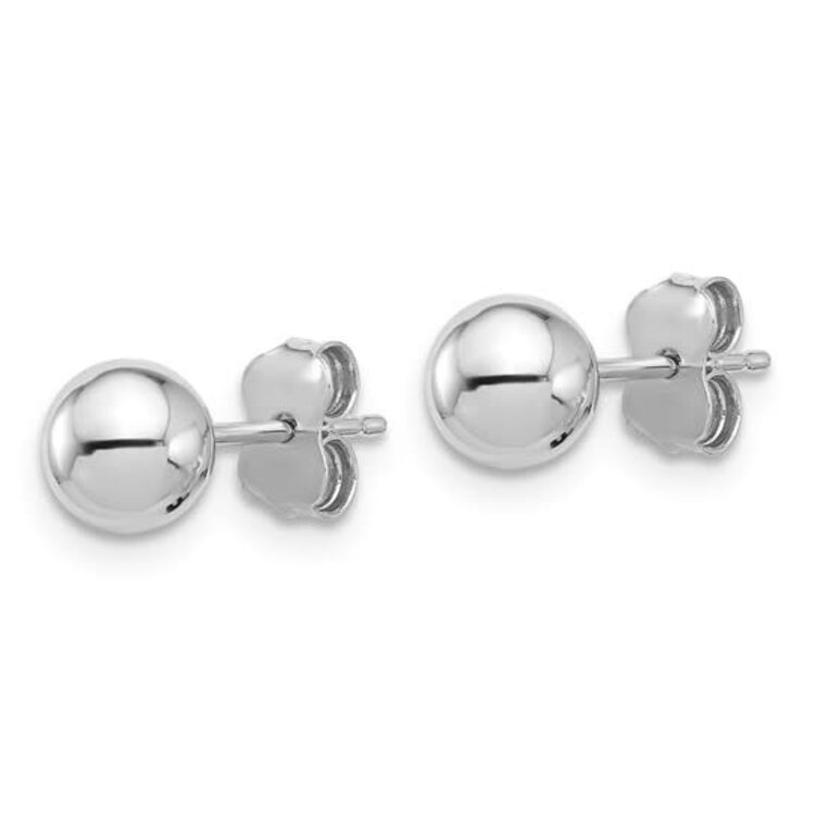 31589 14K WHITE GOLD 6MM BALL PUSH BACK STUDS