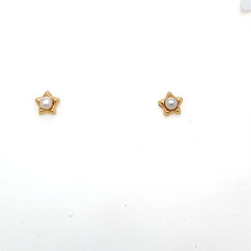 31586 14K YELLOW GOLD PEARL STAR SCREW BACK STUDS