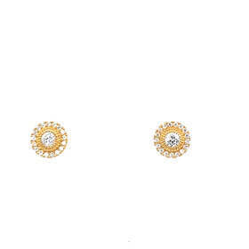 31599 14K YELLOW GOLD DOUBLE MILGRAIN HALO CUBIC ZIRCONIA 7.5MM PUSH BACK STUDS