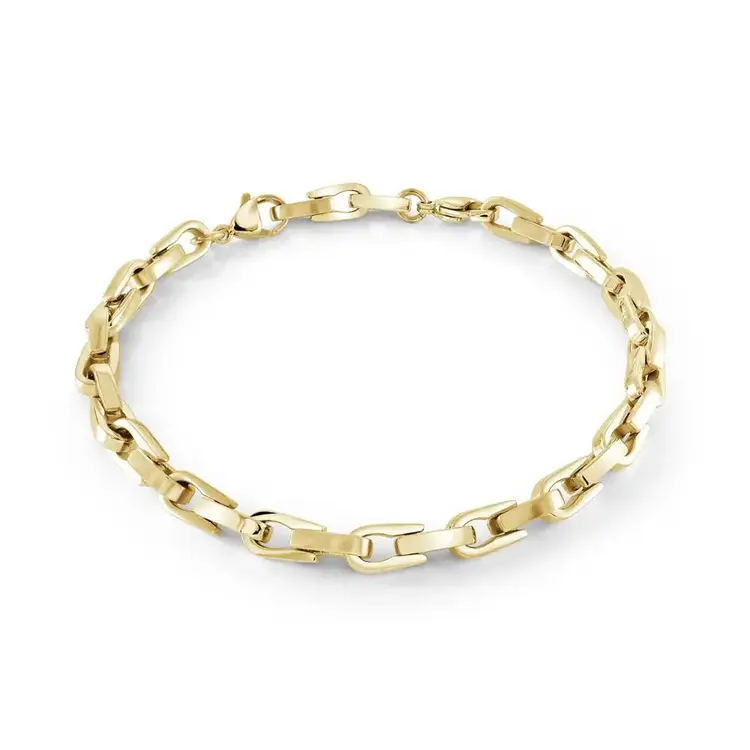 SMB617 ITALGEM GOLD-IP-S.STEEL 1-LINK-BRUSHED 3-LINK-POLISHED 7.5+1"-BRACELET