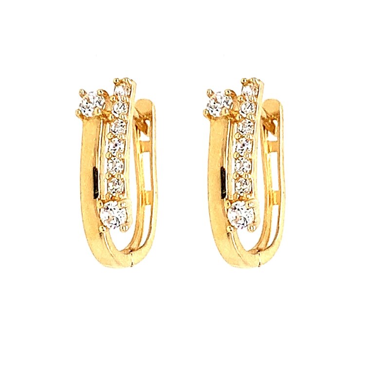31610 14K YELLOW GOLD CUBIC ZIRCONIA AND HIGH POLISH FINISH BYPASS EARRINGS