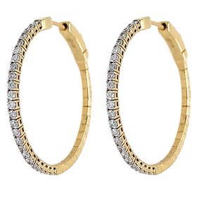 31613 10K YELLOW GOLD .75TCW DIAMOND 1.25” FLEXIBLE HOOPS