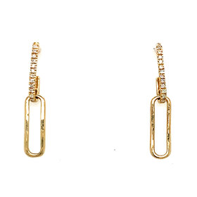 31614 14K YELLLW GOLD .07TCW DIAMOND DROP PAPERCLIP POSTS