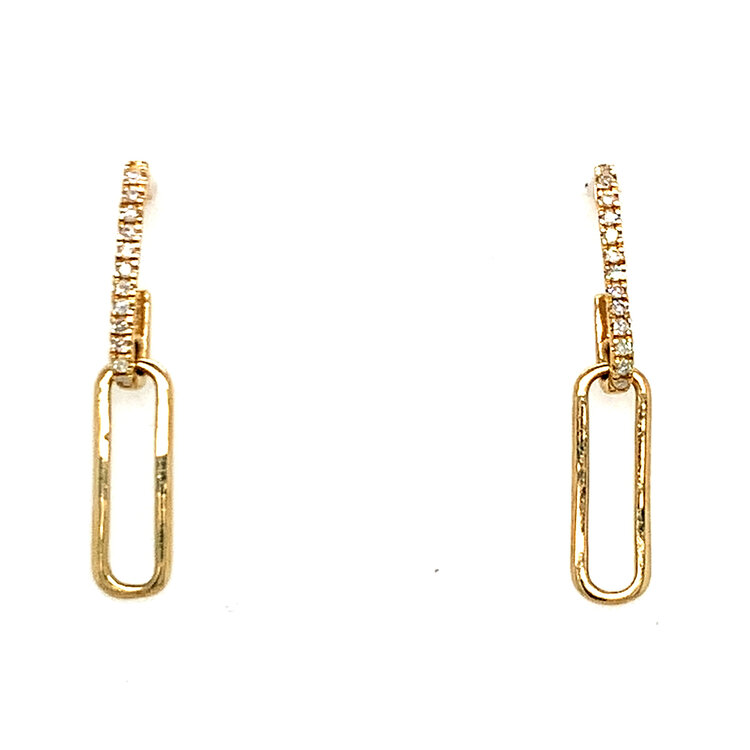 31614 14K YELLLW GOLD .07TCW DIAMOND DROP PAPERCLIP POSTS