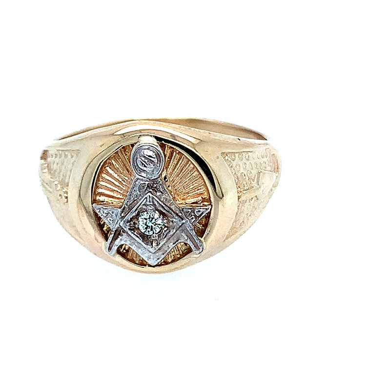 45068 10K TWO TONE DIAMOND MASON MEN'S RING