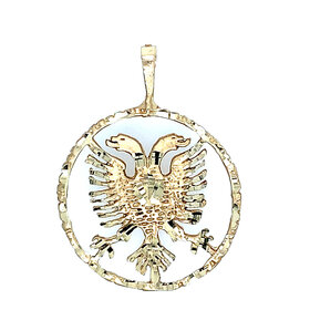78150 14K YELLOW GOLD ALBANIAN EAGLE IN CUT-OUT CIRCLE CHARM