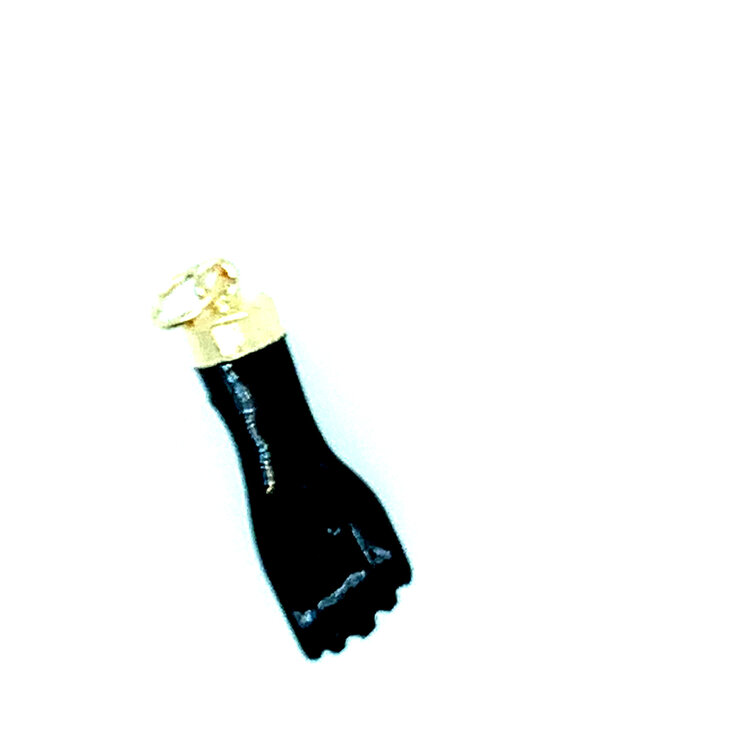 78151 14K YELLOW GOLD CAPPED AZABACHE ONYX FIST CHARM