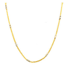 50476 14K 16" TWO TONE DIAMOND CUT BARREL ON WHEAT LINK CHAIN