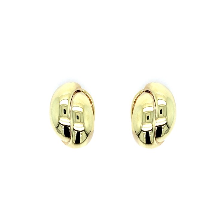 31623 18K YELLOW GOLD HIGH POLISHED DOUBLE WIDE CROSSED HOOPS