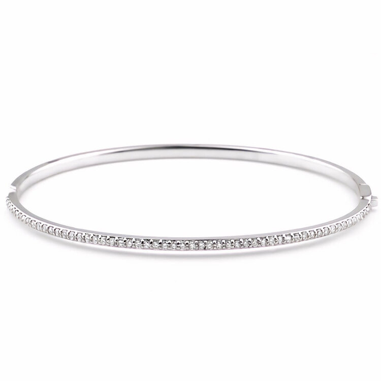 20477 18K WHITE GOLD .75CT DIAMOND BANGLE BRACELET