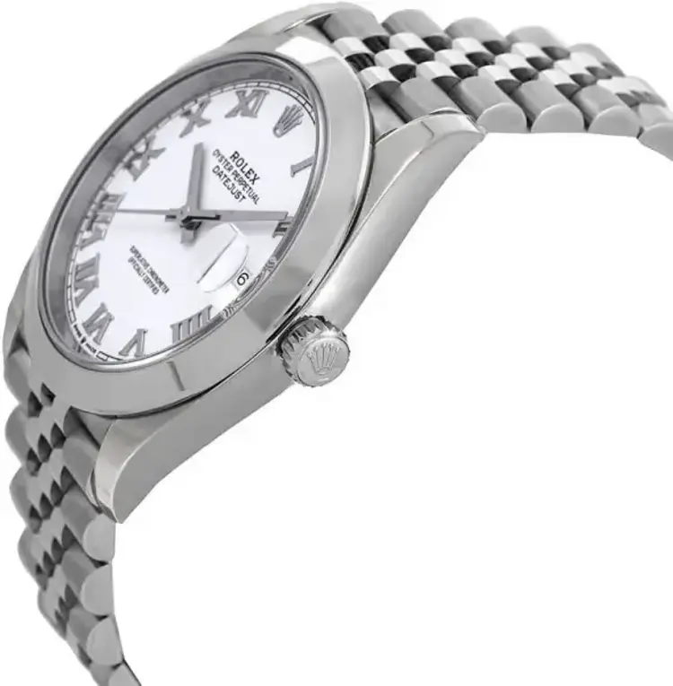 10054 ROLEX OYSTER PERPETUAL DATEJUST WHITE ROMAN NUMERALS DIAL JUBILEE WATCH BAND