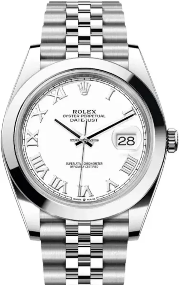 10054 ROLEX OYSTER PERPETUAL DATEJUST WHITE ROMAN NUMERALS DIAL JUBILEE WATCH BAND