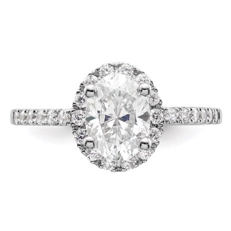 475462 14K WHITE GOLD 1.39CT E VVS LAB GROWN OVAL DIAMOND .38TCW HALO ENGAGEMENT RING