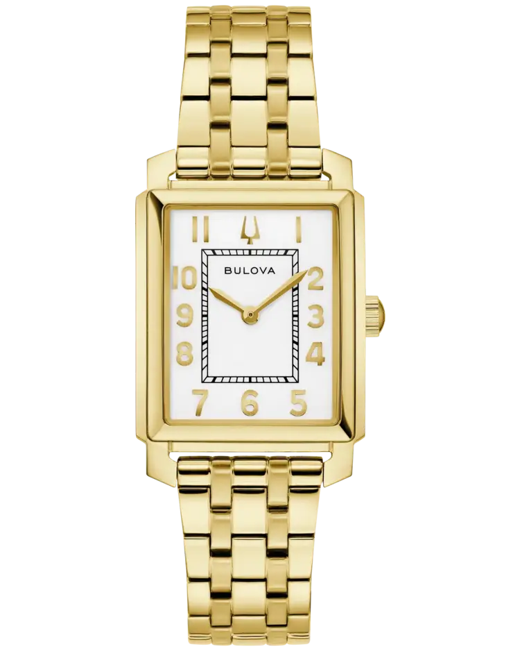 BULOVA GOLD TONE STAINLESS STEEL SUTTON COLLECTION SQUARE DIAL LADIES WATCH