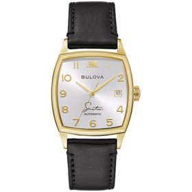 Bulova Frank Sinatra Collections Yong At Heart Gold Tone Dark Brown Leather Band Men's Watch