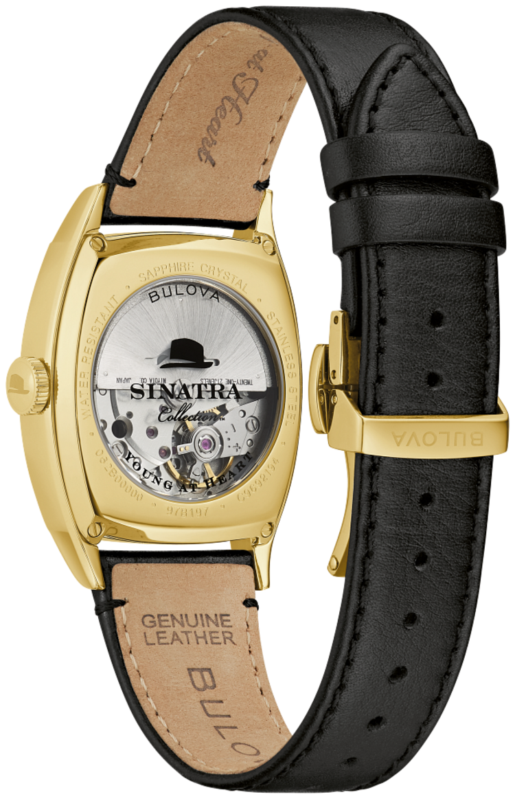 Bulova Frank Sinatra Collections Yong At Heart Gold Tone Dark Brown Leather Band Men's Watch