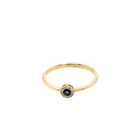 40489 10K YELLOW GOLD .03TCW DIAMOND HALO LONDON BLUE TOPAZ RING
