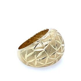 40488 10K YELLOW GOLD DIAMOND CUT TEXTURED LADIES DOME RING