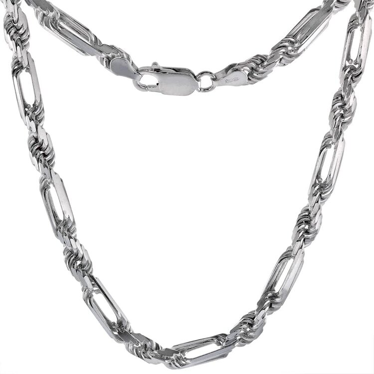 80224 STERLING SILVER 22" MILANO ROPE LINK CHAIN 4.3MM
