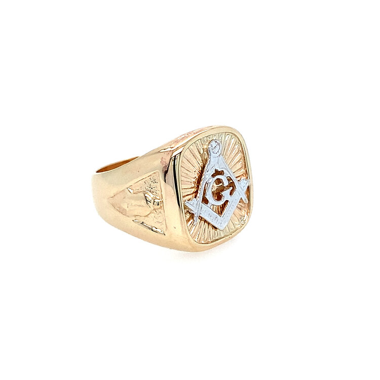 45071 10K TWO TONE MASON SUNBURST MEN'S RING