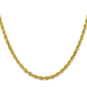 50481 14K YELLOW GOLD 24'' DIAMOND CUT ROPE CHAIN 4MM