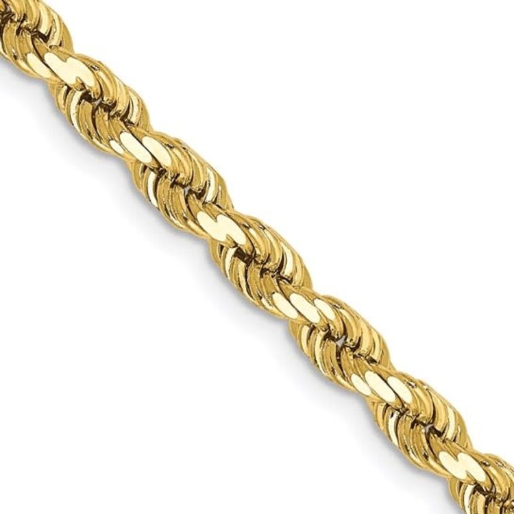 50481 14K YELLOW GOLD 24'' DIAMOND CUT ROPE CHAIN 4MM