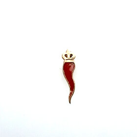 31628 14K YELLOW GOLD RED ENAMEL ITALIAN HORN SINGLE PUSH BACK STUD