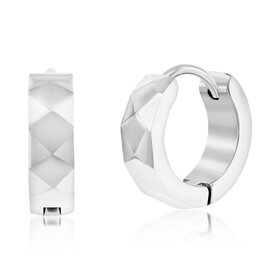 SA-61145 Stainless Steel Diamond Design Huggie Hoop Earrings