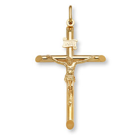 77406 14K YELLOW GOLD 2" TRADITIONAL INRI CRUCIFIX