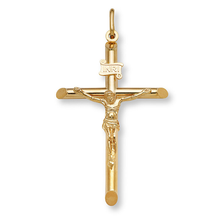 77406 14K YELLOW GOLD 2" TRADITIONAL INRI CRUCIFIX