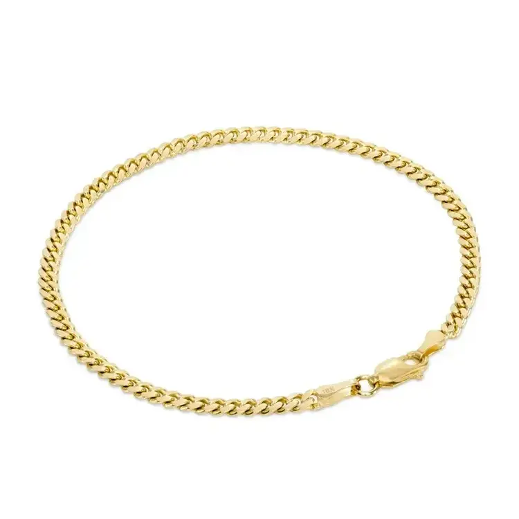 25058 10K YELLOW GOLD 7" CUBAN LINK BRACELET 4.6mm