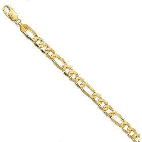 25060 10K YELLOW GOLD 8" FIGARO LINK BRACELET 3.7MM