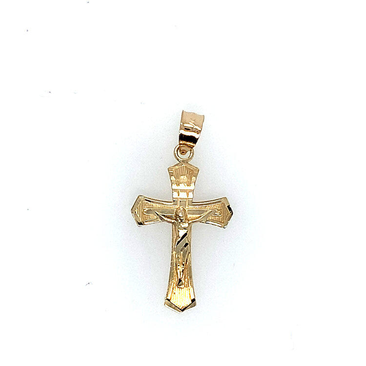 77407 14K YELLOW GOLD POINTED TIP SMALL CRUCIFIX