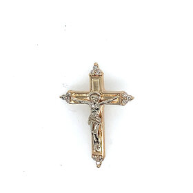 77410 14K TWO TONE .15TCW DIAMOND TIP CRUCIFIX SLIDER CHARM