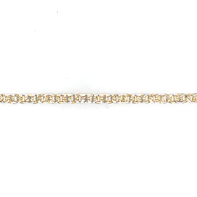 25062 10K TWO TONE 8" DIAMOND CUT TIGER EYE BRACELET 3MM