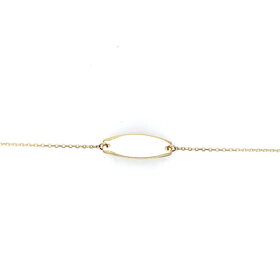 20486 14K YELLOW GOLD ID BRACELET ON CABLE LINK LADIES BRACELET (6.5"+ 1")