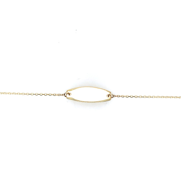 20486 14K YELLOW GOLD ID BRACELET ON CABLE LINK LADIES BRACELET (6.5"+ 1")