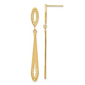 31633 14K YELLOW GOLD DIAMOND CUT OPEN DROP SHAPE DANGLING EARRINGS