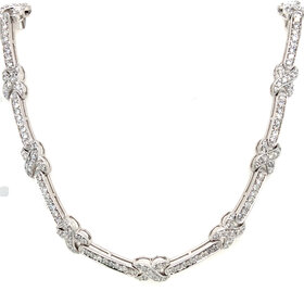 60217 14K WHITE GOLD 6CT DIAMOND 'X AND BAR' FANCY NECKLACE